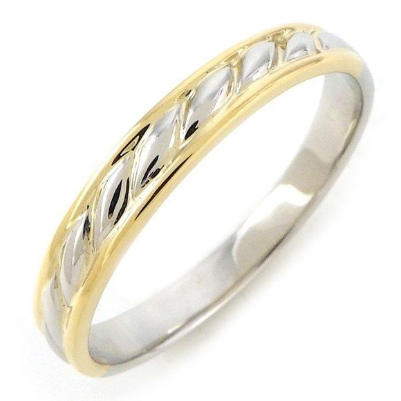 Christian DIOR Ring Twisted Combination Color Pt950 18K Yellow Gold No 19 - Picture 1 of 5